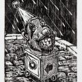 BRÉSIL - SASSO Michaël : Rainy head on bumpy road, Xylogravure, 22x33 cm, 2/100, 2013