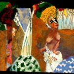 La fille aux cheveux bleus 2020 Collage et acrylique sur papier - 127 x 60 cm
