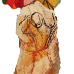 Henri GUIBAL "TOUTE SEULE" Technique mixte sur base carborundum 22 x 45 cm