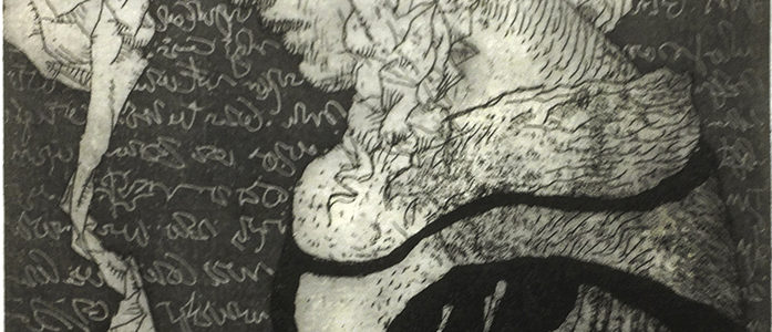 Roland SABATIER "LA LETTRE FROISSEE" eau-forte et aquatinte 19 x 27 cm