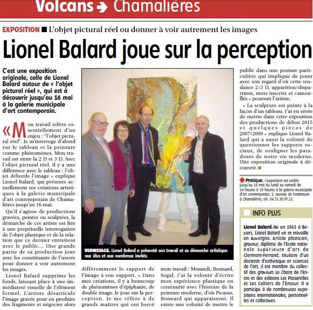 L’EXPOSITION LIONEL BALARD DANS LA PRESSE