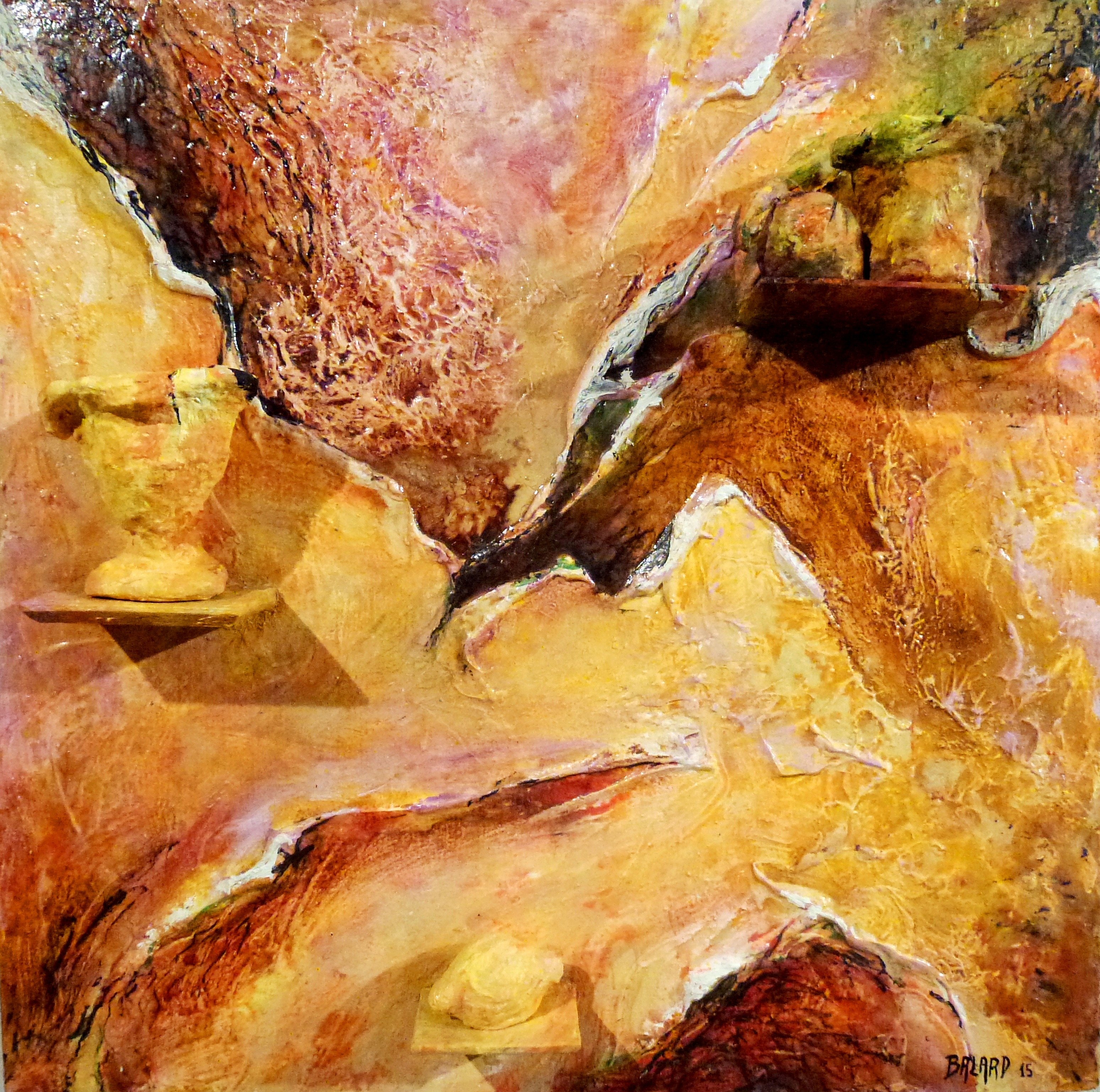 Lionel BALARD - Les Inventaires N°3 - Plâtre, huile et résine sur bois- 100 x 100 x 17 cm - 2015