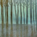 La forêt - linogravure sur papier peint à l'huile - 70 x 50 cm