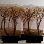 Michel LAGRANGE Chênais à la Moiana - Verre Saint Just - Emaillage et gravure - 85 x 32 x 20 cm - 2018